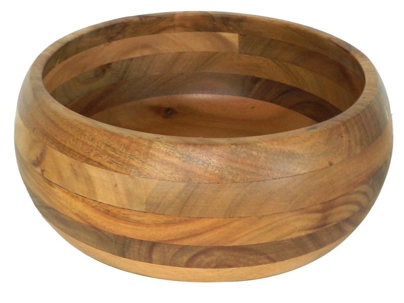 Premium Acacia Wood Salad Bowl - Eco-friendly Round Wooden Serving Bowl